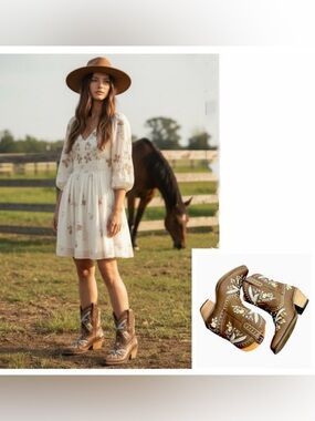 Dingo boots brown leather Primrose Floral embroidery new with tags ankle mid 7.5